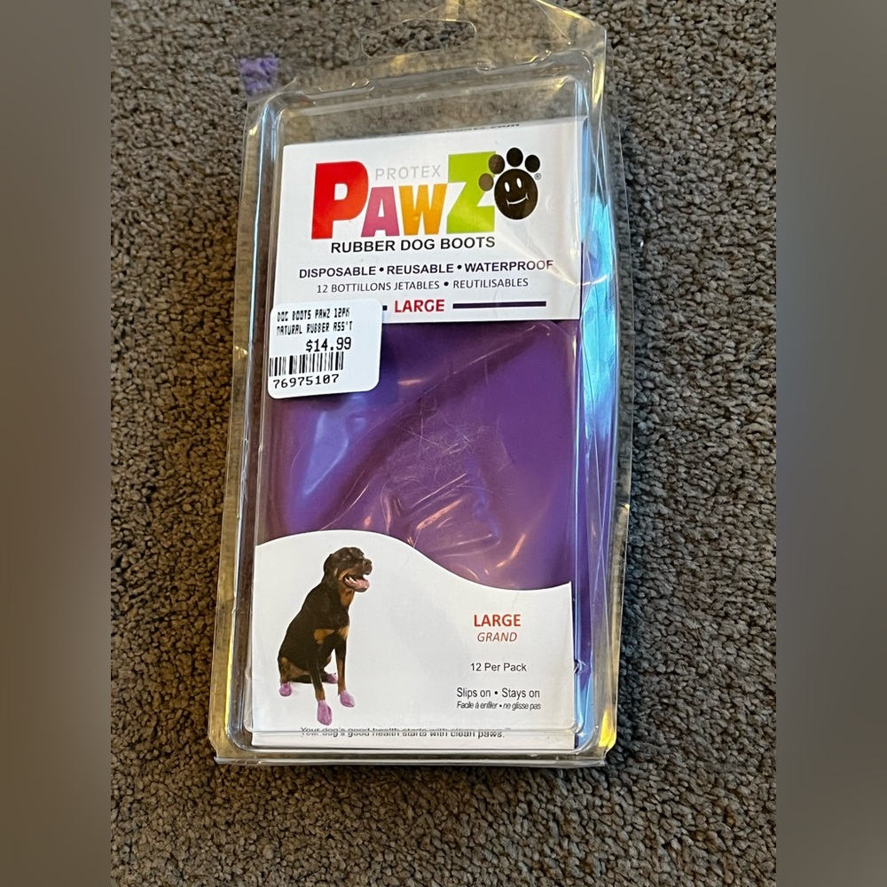 Like-New Pawz size Large Purple Rubber Dog Boots